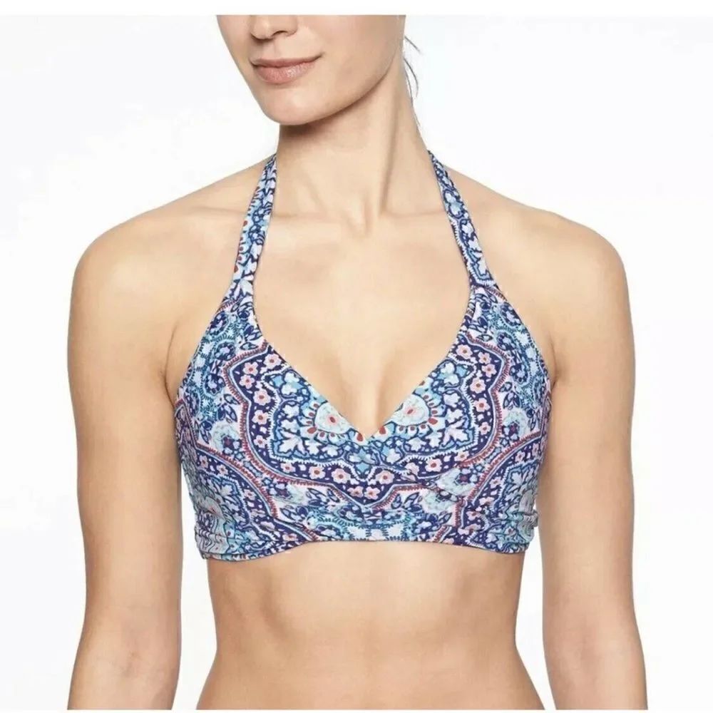 Athleta Monaco Bra Cup Wrap Bikini Removable Cups Underwire Halter sz 36B / 36 C